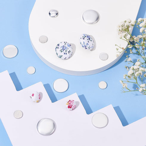 WEBEEDY 50 Set Stud Earring Kit DIY Craft Covered Button Kit with Tools Self Cover Buttons Earring DIY Kit Include 100 Stainless Steel Blank Stud ...