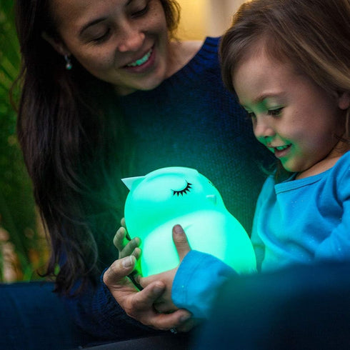 Lumipets Remote Control Silicone Night Light for Kids - Owl Design with 9 Soft Colors & Sleep Timer - Rechargeable, Battery-Operated Lamp for Bedr...