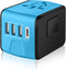 Travel Adapter Worldwide, Universal International Power Plug Adapter W/2.4A 3xUSB-A and 3.0A Type-C Wall Charger, European Travel Plug Adapter for...