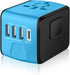 Travel Adapter Worldwide, Universal International Power Plug Adapter W/2.4A 3xUSB-A and 3.0A Type-C Wall Charger, European Travel Plug Adapter for...