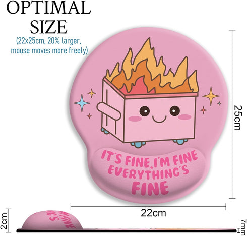 Funny Cute Mouse Pad with Wrist Rest, Dumpster on Fire Ergonomic Mouse Pads Wrist Support for Desk, Mousepad for Wireless Mouse Gaming Laptop Work...