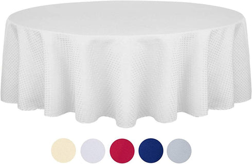 Tektrum Heavy Duty 70 inch Round Elegant Waffle Weave Check Jacquard Tablecloth Table Cover - Waterproof/Stain Resistant/Spill Proof - Great for D...
