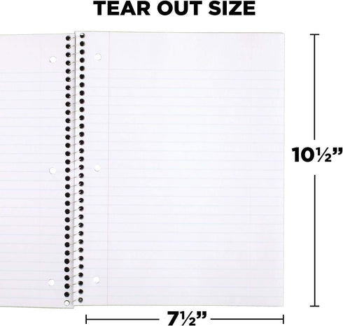 Mead Spiral Notebooks, 1 Subject, Wide Ruled Paper, 70 Sheets, 10-1/2 x 7-1/2 inches, Green, 4 Pack (38300)...