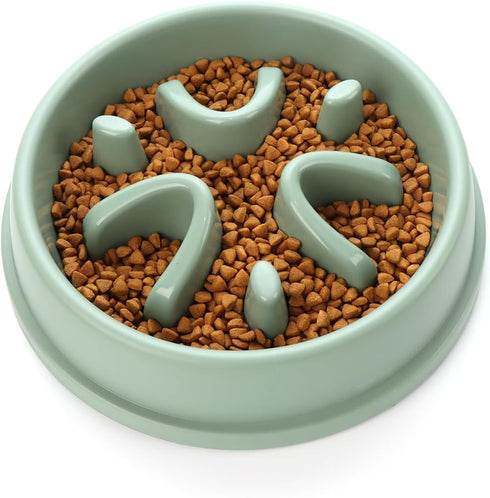 Slow Feeder Dog Bowls 2.5 Cups Dog Food Bowls, Pet Bowl Slow Eating Healthy Design Help Dog Slow Down Eating (D-Green)...