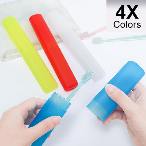 4 Pack Portable Travel Toothbrush Case, Transparent Breathable Plastic Toothbrush Holder for Home, Travel, Business, Camping, School...