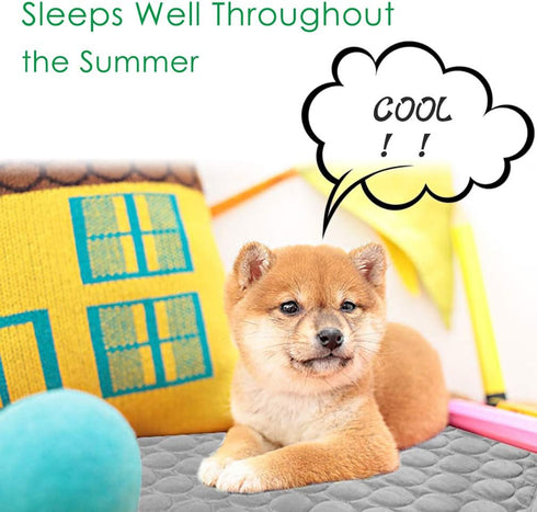 VeMee Cooling Mat Pad for Dogs Cats Ice Silk Mat Cooling Blanket Cushion for Kennel/Sofa/Bed/Floor/Car Seats Cooling (L: 28 x 22 inches, Grey)...