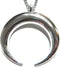 Oversized Silvertone Crescent Moon Pendant on Long Chain Necklace Gothic Occult Wiccan...