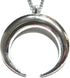 Oversized Silvertone Crescent Moon Pendant on Long Chain Necklace Gothic Occult Wiccan...