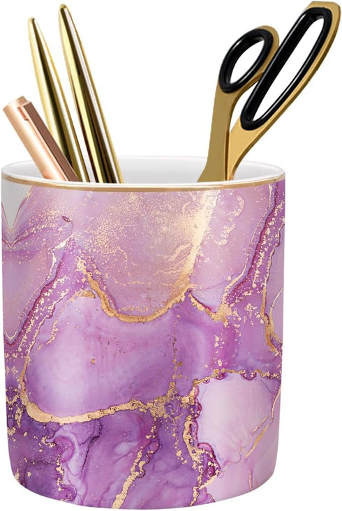 WAVEYU Pen Holder for Desk, Cute Ceramic Pencil Holder, Pen Cup Marker Holder Makeup Brush Holders, Desk Accessories & Workspace Organizers for Ho...
