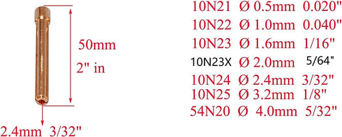 RIVERWELD TIG Gas Lens Collets Boby 13N24 45V26 (3/32" & 2.4mm Orifice) Ceramic Cup 54N14#8 (1/2") 54N01 TIG Gas Lens Insulator for QQ300 DB SR CK...