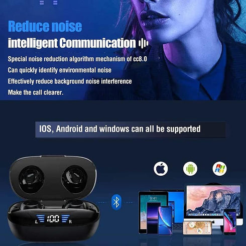 PROCESOR Earbud Headphones - Bluetooth 5.3 + EDR - 3D Sound - Long 5-Hour Battery Life - Noise Reduction - IPX-7 Waterproofing - Low 60ms Latency ...