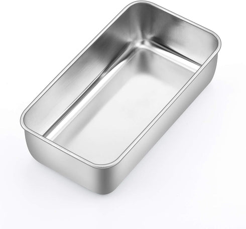 P&P CHEF 9 inch Loaf Pan, Stainless Steel Bread Baking Pan, Metal Bakeware For Bread Cake Toast Meatloaf Lasagna, Healthy & Non Toxic, Brushed Sur...