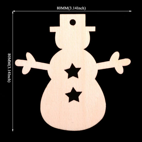 Christmas Wooden Crafts Hanging Ornaments Christmas Tree Decoration Unfinished Wood Cutouts for DIY Blank Slices to Paint (10PCs Snowman Style)...