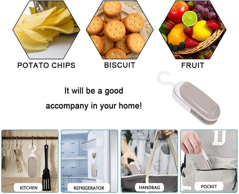 Bag Sealer with Hook, 2 in 1 Heat Vacuum Sealer Portable Bag Resealer Machine for Cookie Bag Chip Bag Pet Food Bag Kitchen Camping Travel (1 Pcs)...