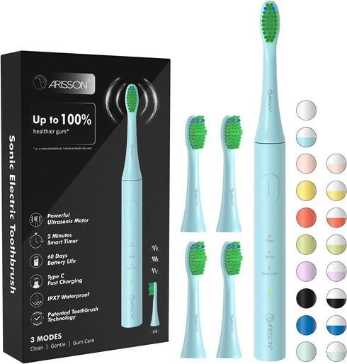 Sonic Electric Toothbrush for Adults and Kids, 40,000 VPM Power Toothbrush, 1.5H Fast Charge Ultrasonic Electric Toothbrushes with 2 Minutes Smart...
