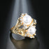 Boho CZ Pearl Statement Ring for Women Girls Golden Cubic Zirconia Imitation Pearls Finger Rings Comfort Fit Dainty Birthday Engagement Wedding An...