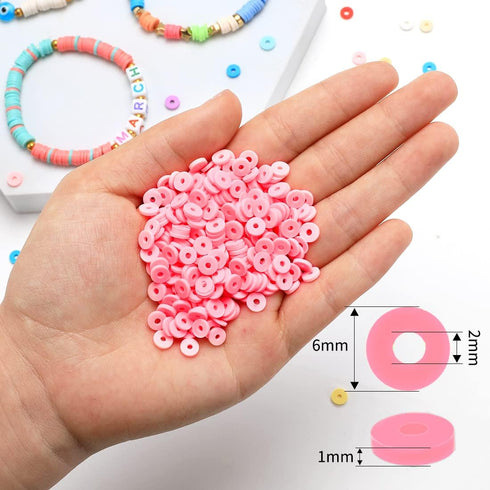 IOOLEEM 2000+pcs Pink Clay Beads, Polymer Clay Beads for Bracelets Making, Clay Beads for Jewelry Making, Clay Beads for Crafts, Bracelet Beads....