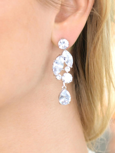 Mariell Bridal and Wedding Large Statement Earring, Bold Size Cubic Zirconia Crystal Jewelry for Brides, Pageant, Prom and Mother of the Bride...