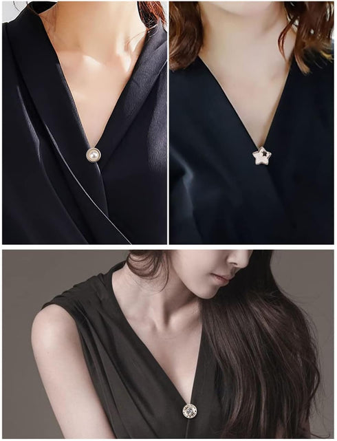 20Pcs Women Shirt Brooch Buttons Pearl No Sew Button Pins Safety Rhinestones Mini Brooch Pins Cover up Button(Rhinestone and pearl buttons)...