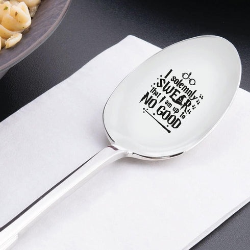 TyM I solemnly swear that I am up to no good Engraved Stainless Steel spoon for coffee tea cereal ice cream - Engraved gift for him/her - 7 inch S...