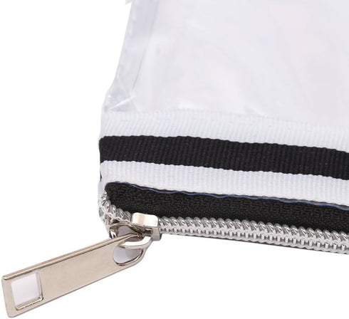 Multi-purpose Waterproof Clear Vinyl Zippered Toiletry Cosmetics Makeup Pouch With French Tape 4-pack...