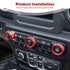 for Jeep JL AC/Radio/Headlight Knob Cover Trim Ring for Jeep Wrangler JL JLU Gladiator JT 2018-2024 Red Interior Accessories 4pcs...