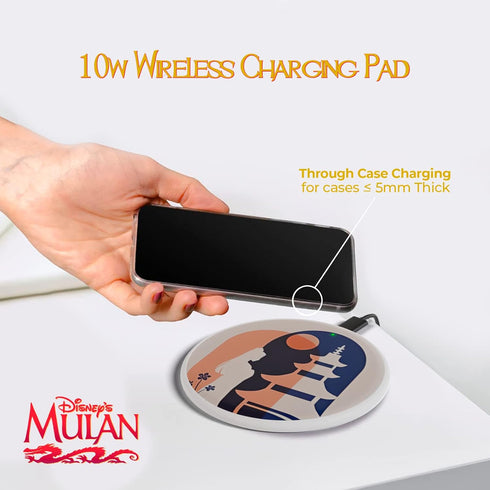 Disney Princesses Mulan Wireless Charging Pad- 10 Watt Wireless Charging Station for Disney Princess Room Décor- Mulan Gifts for Women and Fans of...