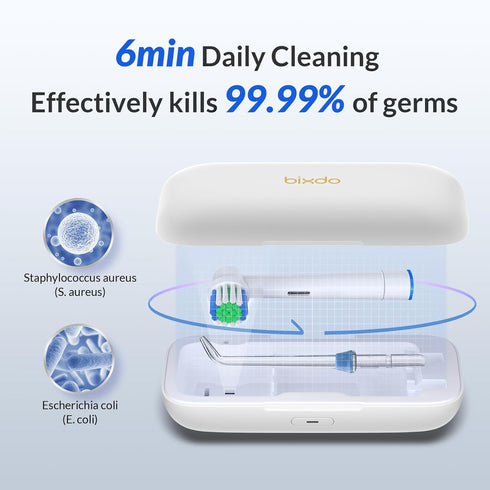Universal UV Sanitizer, Portable Sterilizer for Electric Toothbrush Heads & Water Flosser Tips, fits 2 Picks of Any Size, Travel Toothbrush saniti...