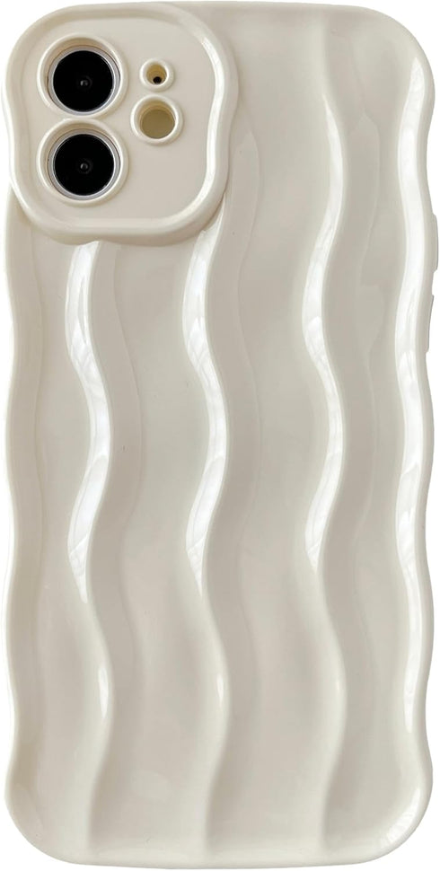 Caseative for iPhone 12 Case,Water Ripple Pattern Curly Wave Frame Soft Compatible with iPhone Case (White,iPhone 12)...