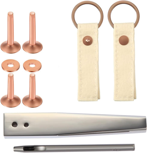 Hotop Copper Rivet and Burr Washers for Leather Work #9 and #12 Brass Rivets Setter Install Setting Tool with Hole Punch Cutter Kit for Belts Wall...