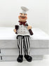 Set of 2 Home Kitchen Decor Chef Figurines Bread & Wine with Dangling Legs Shelf Sitters Figurine Statue for Kitchen Shelves, Cupboard, Countertop...