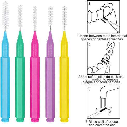 ewinever 100 Pieces Interdental Brush, Toothpicks Tooth Flossing Head Oral Dental Hygiene Brush,Braces Brush Teeth Cleaner Dental Floss Stick Toot...
