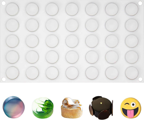 FUNSHOWCASE Mini Round Disc Silicone Mold Tray per Cavity 0.9x0.9x0.4inch 35 Cavities...