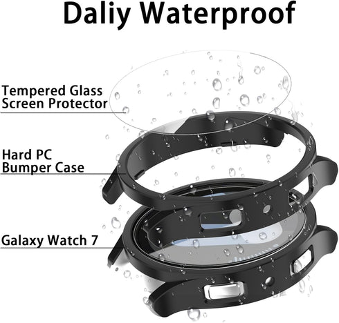 [6+6 Pack for Samsung Galaxy Watch 7 Screen Protector Case 44mm,HD Anti-Fog Tempered Glass Film & Waterproof Hard PC Bumper Cover for Galaxy Watch...