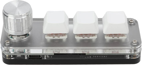 Yoidesu Mini 3 Key Keypad with Knob, One Handed Macro Mechanical Keyboard, 3 Fully Programmable Keys, for Office, Games, Music, Media, Industrial ...