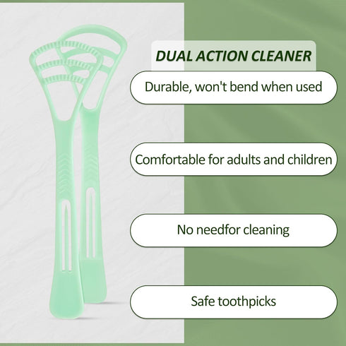 100 Counts Disposable Tongue Scraper with Dental Picks, Plastic Tongue Scrubber,BPA Free Tongue Cleaner Scrapers, Reduce Bad Breath and Fresh Brea...