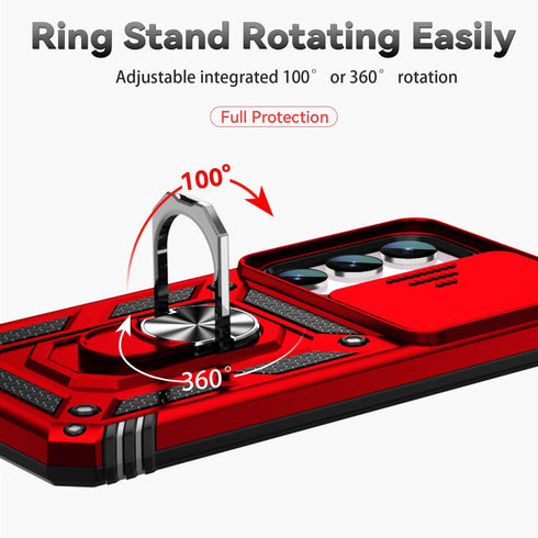 SunStory Military-Grade Case for Samsung Galaxy S23 FE 5G - With HD Screen Protector, Slide Camera Cover & Kickstand - Red...