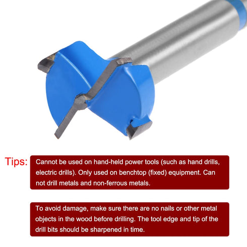 uxcell Forstner Drill Bits 20mm (25/32"), Tungsten Carbide Wood Hole Saw Auger Opener, Woodworking Hinge Hole Drilling Boring Bit Cutter (Blue, Gr...