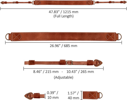 MegaGear MG1515 Sierra Series Genuine Leather Camera Shoulder or Neck Strap - Brown Compact...