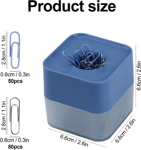Magnetic Paper Clip Dispenser, Magnetic Paper Clips Organizer, 28mm, with 130 Paper Clip for School Home Office (Blue)...