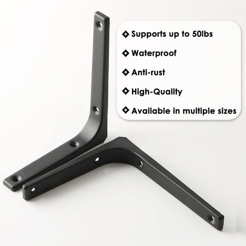 SAYAYO Wall Shelf Brackets Black, 6 x 5 Inch Iron Metal Shelf Brackets L Shaped Corner Support Brackets for DIY Floating Shelf, 4 PCS...