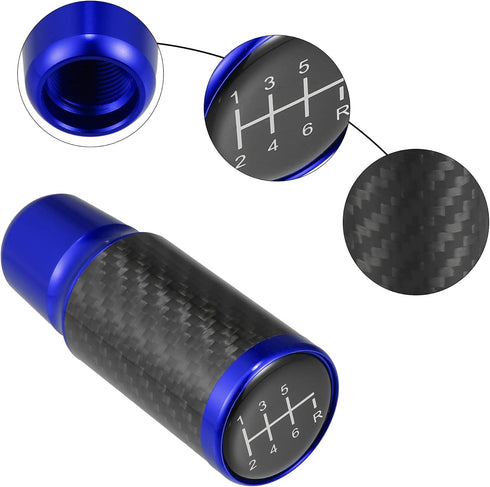 ACROPIX 6 Speed Speed Pattern Universal Aluminum Modified Shift Knob Manual Automatic Stick Gear Shift Knob for Cars with 3 Adapters M8 M10 M12 Ca...