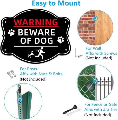 2 Pack Beware of Dog Signs, 10x8 Inch Reflective Aluminum Metal Dog Warning Signs, Durable Ink & Fade Resistant & Weatherproof Beware of Dog Signs...