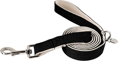 DOGWONG Cotton Hemp Dog Collar, Heavy-Duty Black Dog Collar Durable Soft Natural Fabric Pet Dog Collar Cute Wedding Puppy Necklace for Small Mediu...