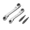 HVAC Service Wrench, 3/8” 1/4” 5/16” Refrigeration Service Wrench Set Air Conditioner Valve Ratchet Wrench with 2 Bit Adapter for Equipment Repair...