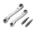 HVAC Service Wrench, 3/8” 1/4” 5/16” Refrigeration Service Wrench Set Air Conditioner Valve Ratchet Wrench with 2 Bit Adapter for Equipment Repair...