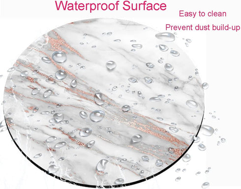 Mouse Pad, White Rose Gold Marble Mouse Pad, Customized Premium-Textured Round Mouse Pad, Washable Mousepads with Lycra Cloth, Non-Slip Rubber Bas...