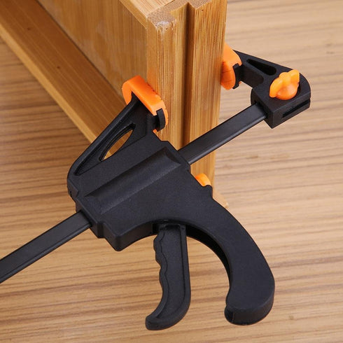 4pcs F-Shaped Bar Clamps, Woodworking Clip,Woodworking F Clamp,4inch Clip Grip Quick Ratchet Release Squeeze Woodworking DIY Hand Tool Kit for Car...
