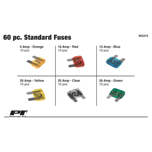 Performance Tool W5373 60-Piece Standard Fuse Assortment With Wide Range of Amp Ratings (5A, 10A, 15A, 20A, 25A, and 30A)....
