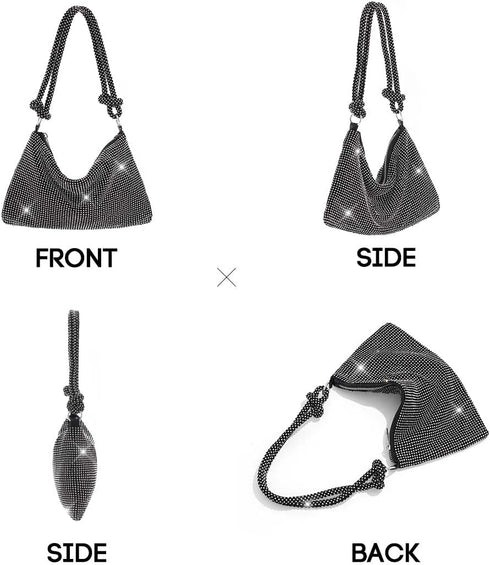 Yokawe Rhinestone Purses for Women Evening Bag Sparkly Hobo Bag Silver Handbag Vacation Party Club Wedding Clutch...